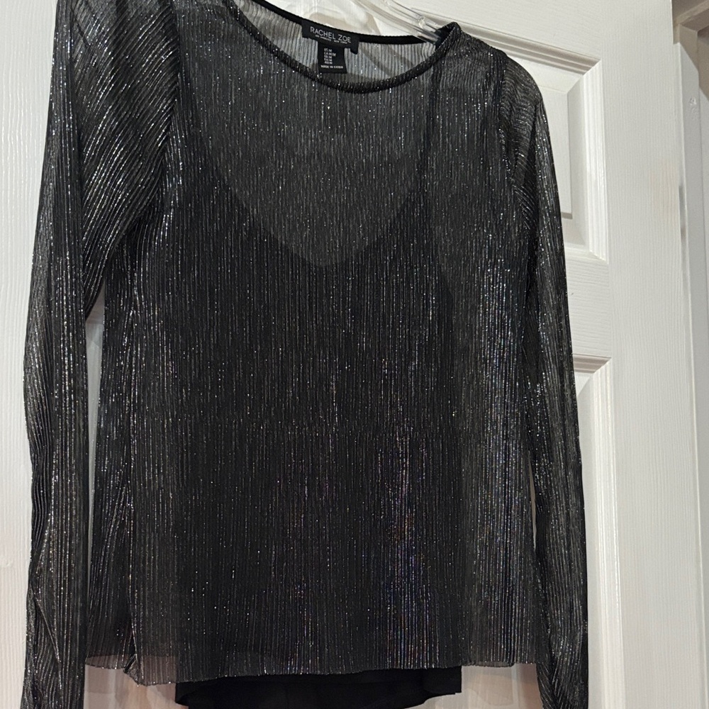 Rachel Zoe Shimmering Black Long Sleeve Blouse - Picture 4 of 4